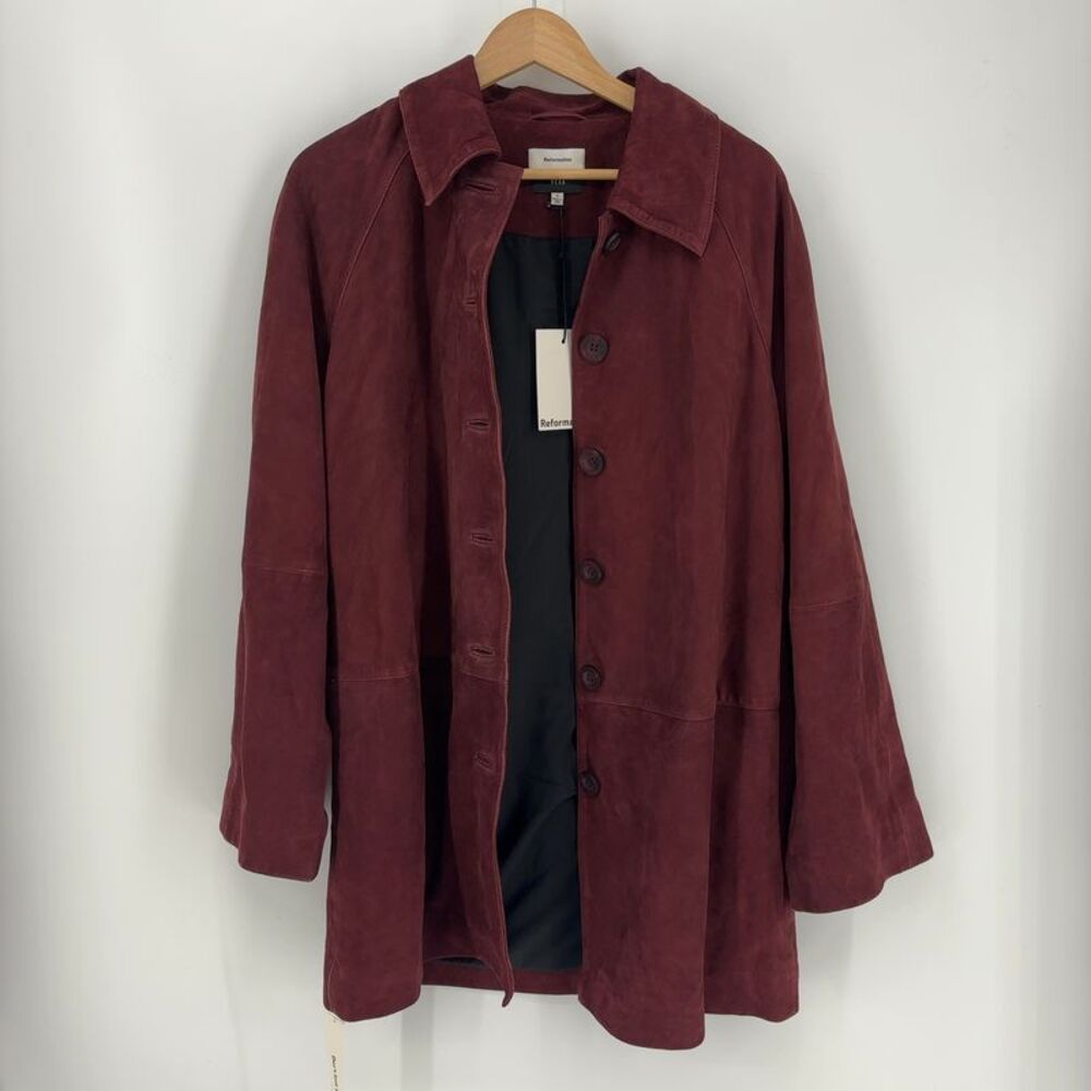 NWT Reformation Burgundy Suede Leather Jacket